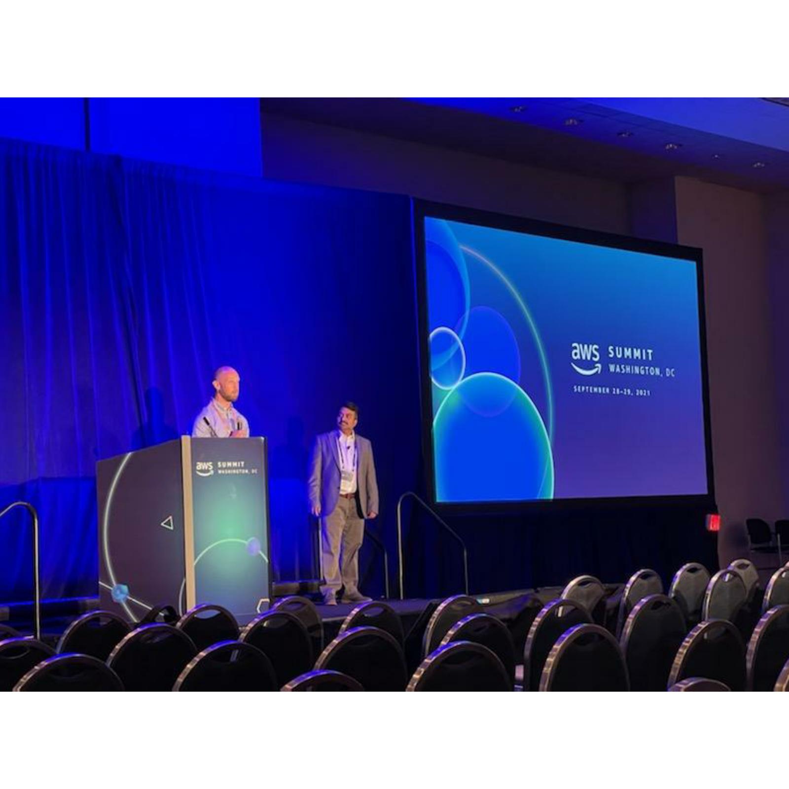 Sundar Shankar on stage at AWS Summit Washington DC 2021